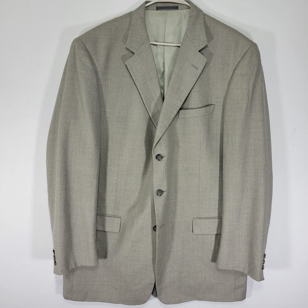 Tallia Uomo Men's Sport Coat Blazer Two Button Gray Silk Wool 46L‎